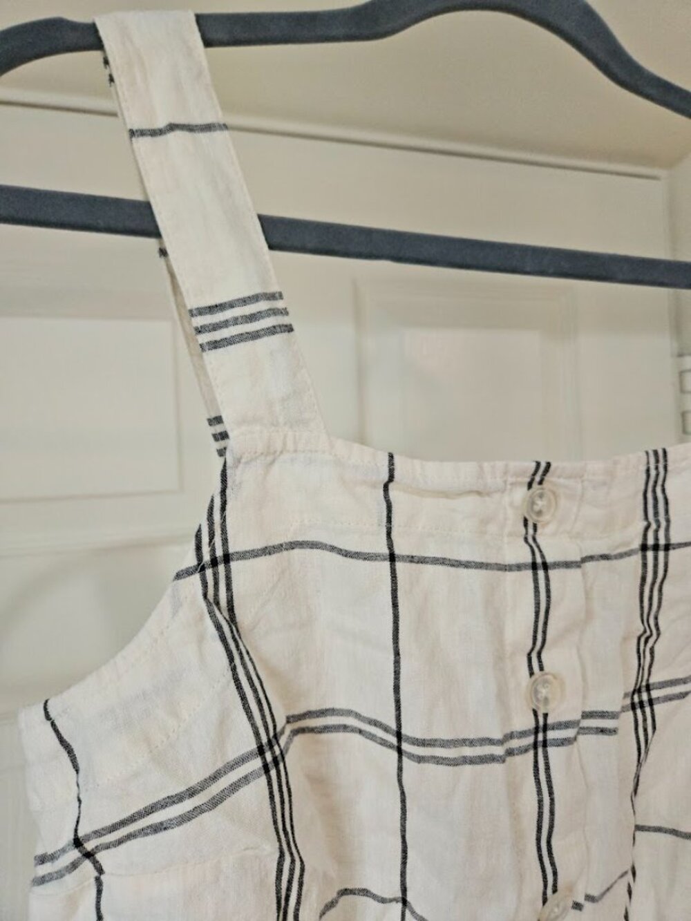 A New Day Plaid Checkered Crop Top Sleeveless Cottagecore Linen White Medium - Picture 5 of 8
